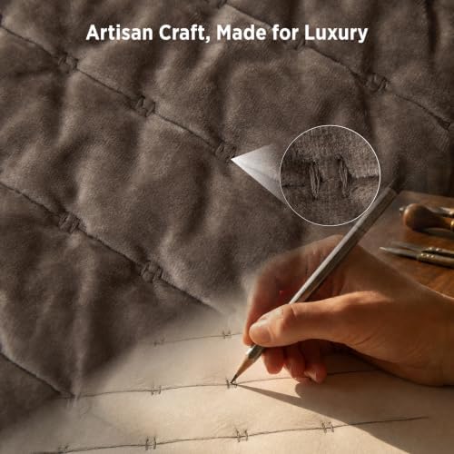Bedsure Velvet Quilt Set King Size, Luxury Brown Bedding, King Bedspread