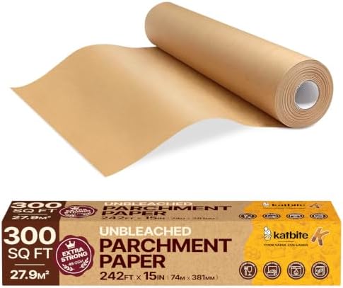Katbite Unbleached Parchment Paper Roll, 15in x 242ft, 300 Sq.Ft
