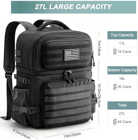 45 Can Tactical Backpack Cooler, Leak Proof, Double Deck