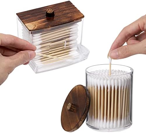 Tbestmax 3 Pack Qtips Holder Bathroom Container, 10 oz Cotton Ball/Swabs Dispenser