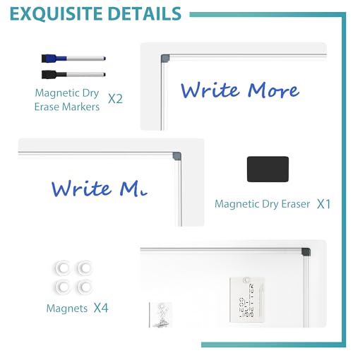 VUSIGN 36" x 24" Magnetic Dry Erase Board for Wall with Aluminum Frame