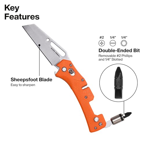 Klein Tools 44056D Electrician's Pocket Knife with Driver, Sheepsfoot Blade