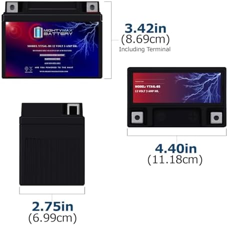Mighty Max Battery YTX4L-BS - 12 Volt 3 AH, 50 CCA