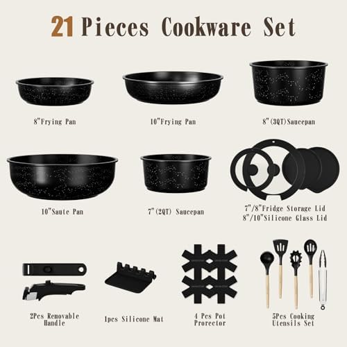 Umite Chef 21Pcs Pots and Pans Set Non Stick