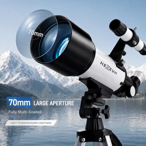 Telescope for Kids, 70mm/500mm AZ Refractor for Beginners, White