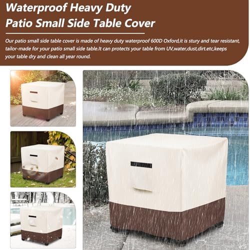 Waterproof Patio Small Side Table Cover,Square Outdoor Ottoman Covers