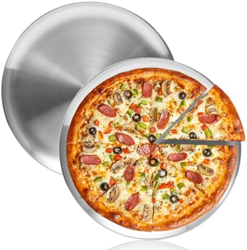 16 Inch Pizza Pan for Oven 2 Pack Stainless Steel Baking Sheet Round Plates for Cake Pie