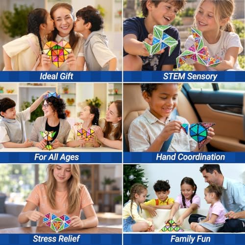 TOSY Magnet Pyramid Stone - 1 Billion Shapes, 12-Piece Transformable Cube