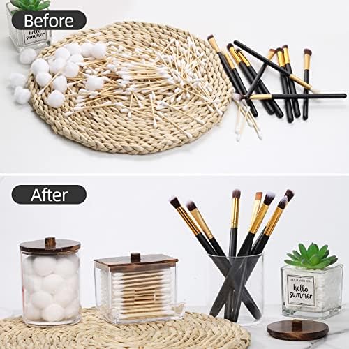 Tbestmax 3 Pack Qtips Holder Bathroom Container, 10 oz Cotton Ball/Swabs Dispenser