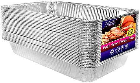 Aluminum Deep Foil Pans Full Size, Large Disposable Roasting & Baking Pan