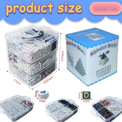 Alphabet Beads A-Z 6200+Pcs Letter Number Hearts Bracelets Bead