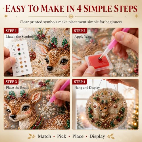 Christmas Pearl Diamond Painting Suncatcher Kit, DIY Craft (#C, 8in)