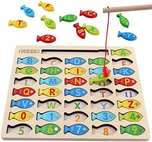Magnetic Wooden Fishing Game Toy for Preschoolers