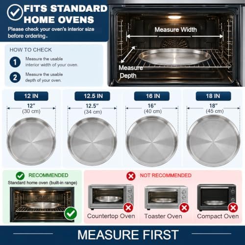 16 Inch Pizza Pan for Oven 2 Pack Stainless Steel Baking Sheet Round Plates for Cake Pie