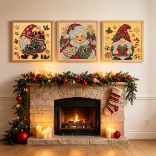 6 Pack Christmas Diamond Painting Kit, Pearl Diamond Art Kits for Adults