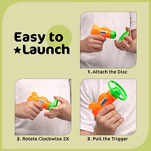 12 Pack Flying Disc Shooters for Kids, Interactive Cat Fetch Spinning Saucer Launcher