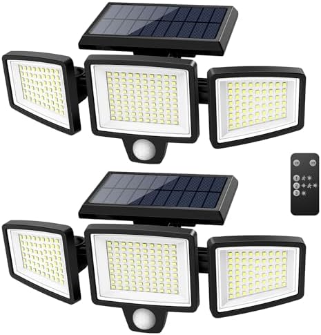 Tuffenough Solar Outdoor Lights 2500LM 210 LED Security Lights with Remote Control