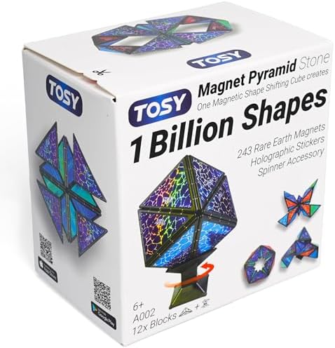 TOSY Magnet Pyramid Stone - 1 Billion Shapes, 12-Piece Transformable Cube