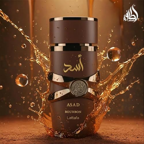 Lattafa Asad Bourbon for Unisex Eau de Parfum Spray, 3.4 Ounce / 100 ml