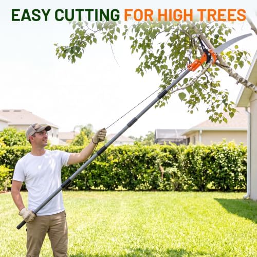 Walensee 10FT Pole Saw for Tree Trimming, Manual Pruner with Saw & Shears