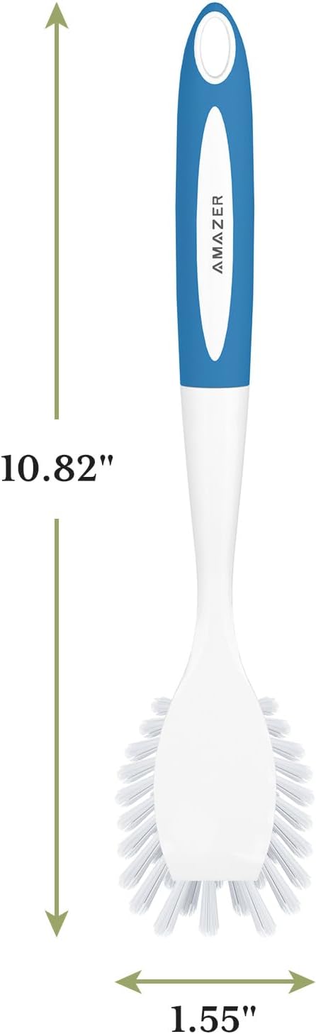 Amazer Dish Brush with Handle, 2 Pack Kitchen Scrub Brushes for Cleaning