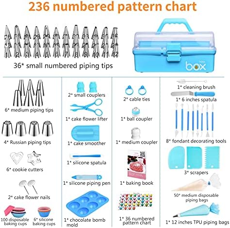 Cake Decorating Tools Supplies Kit: 236pcs Baking Accessories with Storage Case