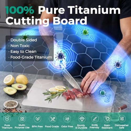 Katori Titanium Cutting Board - Upgraded 100% Pure Titanium Cutting Boards for Kitchen