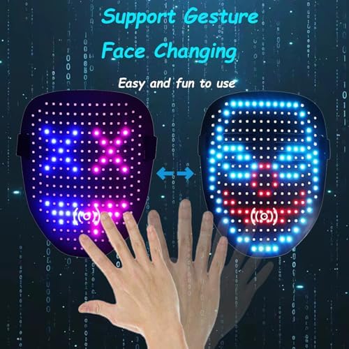 JDBMAOYE LED Light Up Mask with Gesture Sensing,Perfect Gifts for Teen Boys