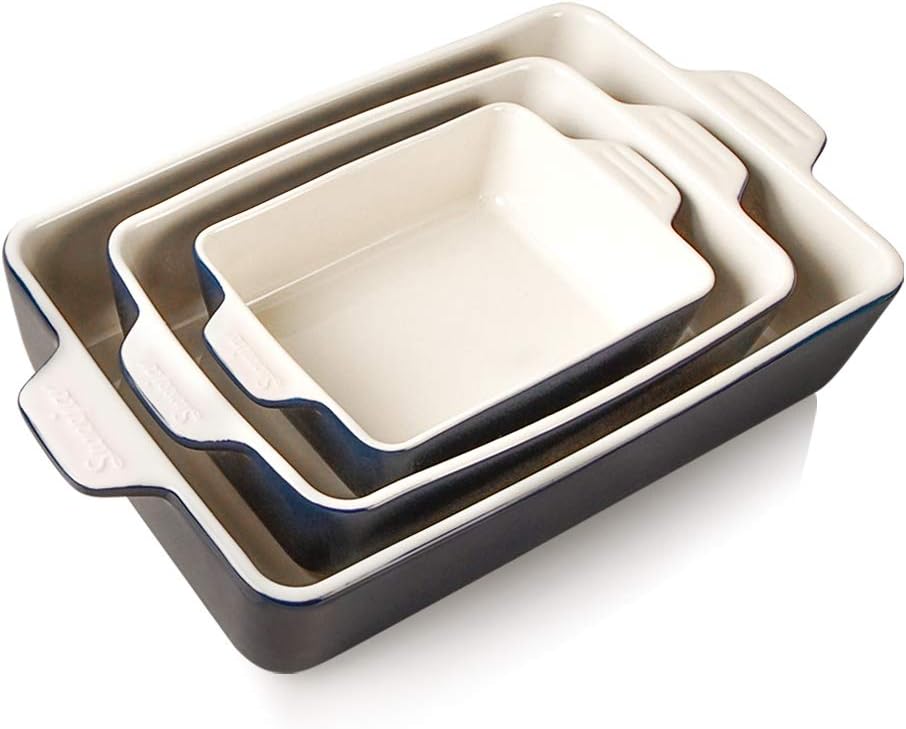 Sweejar 3Pcs Ceramic Baking Dish for Oven,Casserole Dish with Handles - ceramic casserole dish oven safe