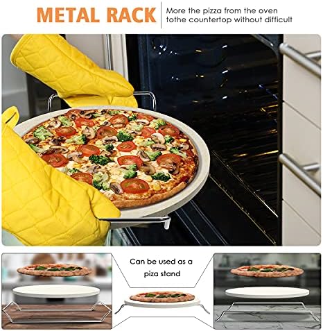 Gyreuni 13 Pizza Stone for Oven and Grill with Pizza Peel, Baking Stone Set