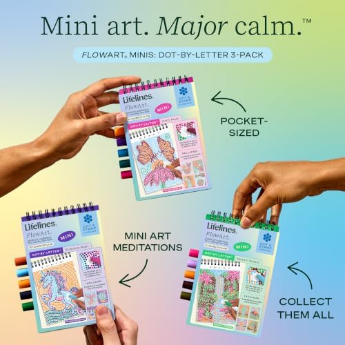 Lifelines FlowArt Mini Activity Pads, 3-Pack, Dot-by-Letter Coloring Books