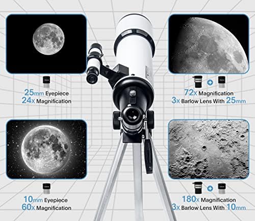 Telescope for Adults, 80mm/600mm AZ Refractor for Beginners