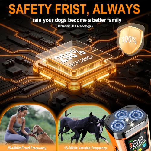 Dog Bark Deterrent Device, 3X Ultrasonic Anti Barking Device for Dogs with 6