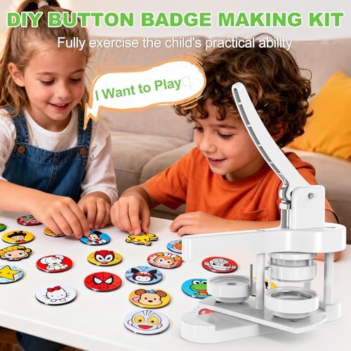 58mm Button Maker Machine, Pin Maker Machine Kit with 50 Sets of Supplies