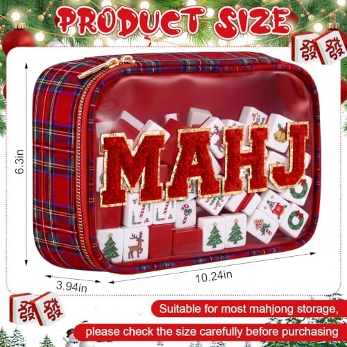 Mahjong Bag American Mahjong Case Waterproof, Red Green, Mahj
