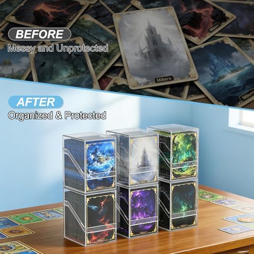 Mlikero Card Deck Cases, 6 Pack Acrylic Commander Deck Box Holding 100+ Sleeved Cards