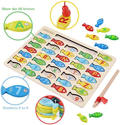 Magnetic Wooden Fishing Game Toy for Preschoolers