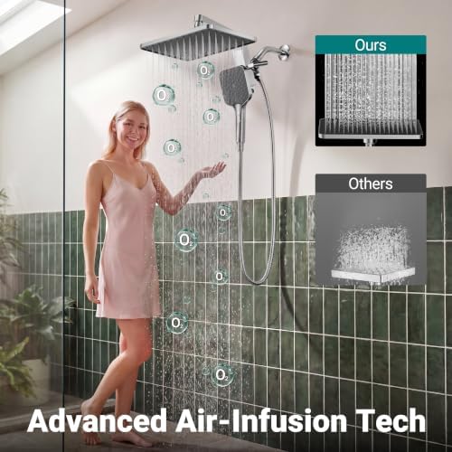 KOSNEW® 12" XXL Rainfall Shower Head with Handheld Combo, Chrome Polished