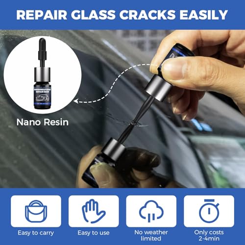Windshield Chip Repair Kit,2 Bottles Car Glasses Repair kit