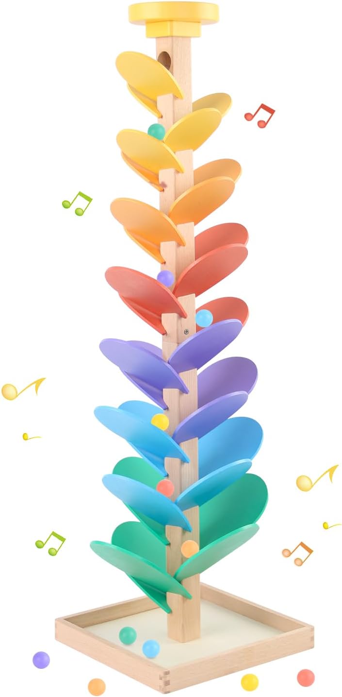 Wooden Marble Run for 4-8 Music Tree Montessori Color Sorting Toys 3-5