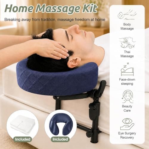 Massage Headrest for Bed, Head Holder & Face Cradle with Face Down Pillow