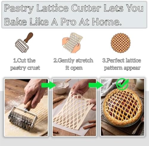 Pastry Lattice Roller Cutter - Stainless Steel Dough Lattice for Pie Pizza Bread beef