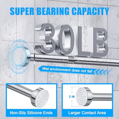TEECK Shower Curtain Rod, 32-80 inch Adjustable Spring Tension Curtain Rod