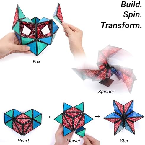TOSY Magnet Pyramid Stone - 1 Billion Shapes, 12-Piece Transformable Cube