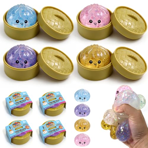 4PCS Dumpling Squeeze Toys, Squishy Mystery Box, Relief for Desk Decor,Cute