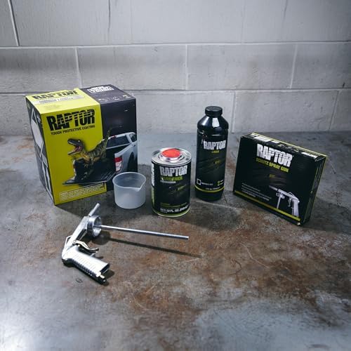 U-POL Raptor Black Urethane Spray-On Truck Bed Liner Kit, 4 Quarts