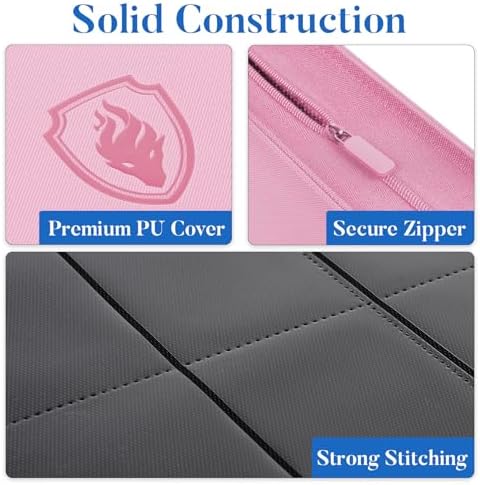 Premium Zip Card Binder, Fabmaker 9 Pocket Trading Card Binder PU Cover