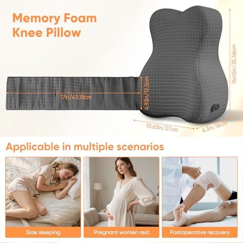 Knee Pillow for Side Sleepers, Leg Pillow for Side Sleeping, Sciatica Pain Relief
