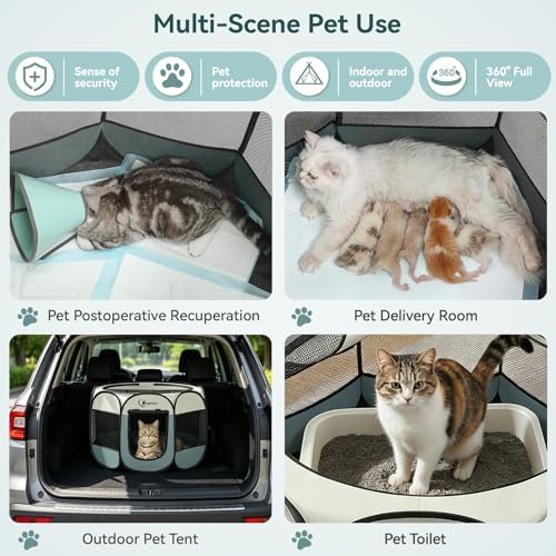 Siedihit Dog Cat Playpen, Puppy Pet Playpen Indoor for Small Dog Crate Tent Cage Outdoor