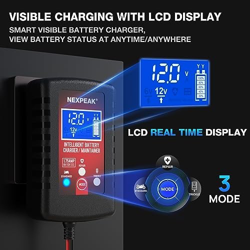 2-Pack 1.75A Car Battery Charger 6V &12V Battery Maintainer Trickle Charger
